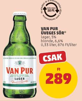 VAN PUR ÜVEGES SÖR