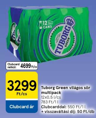 Tuborg Green világos sör multipack