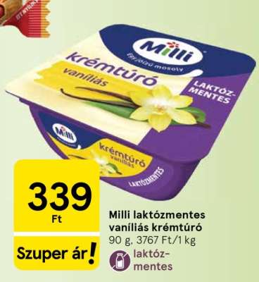 Milli laktózmentes vaníliás krémtúró