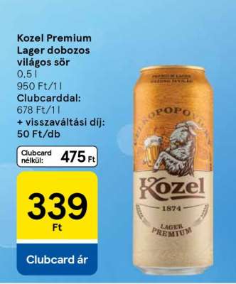Kozel Premium Lager dobozos világos sör