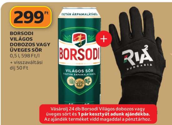 Borsodi Világos Dobozos vagy Üveges Sör