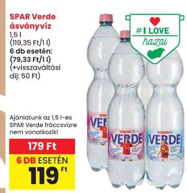 SPAR Verde ásványvíz