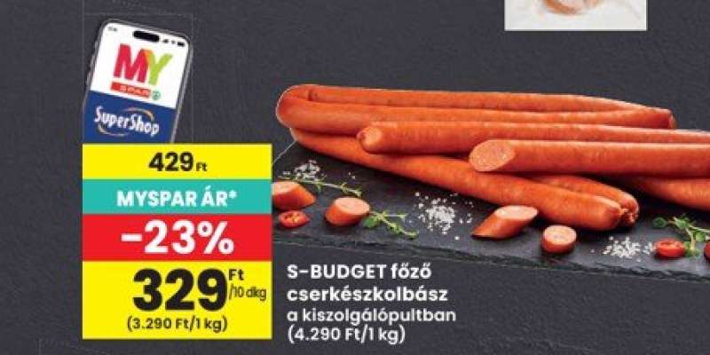 S-BUDGET főző cserkészkolbász a kiszolgálópultban