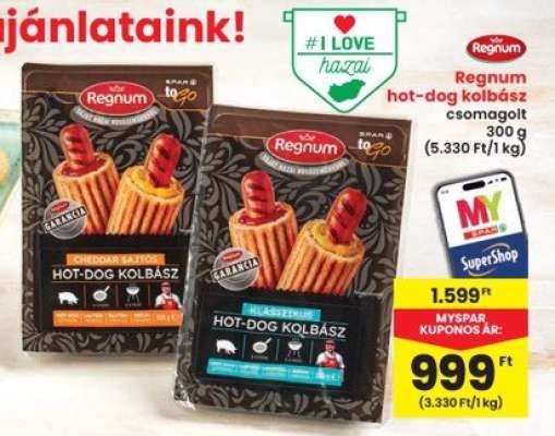 Regnum hot dog kolbász