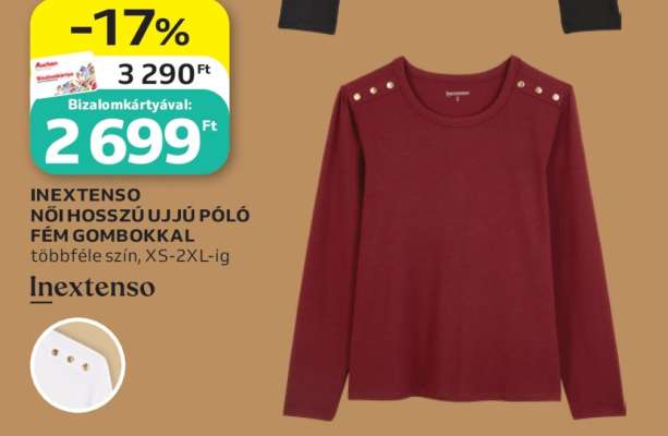 Inextenso női hosszú ujjú póló fém gombokkal
