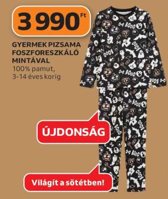 Gyermek pizsama foszforeszkáló mintával