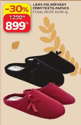 LÁNY, FIÚ, NŐI VAGY FÉRFI TEXTIL PAPUCS