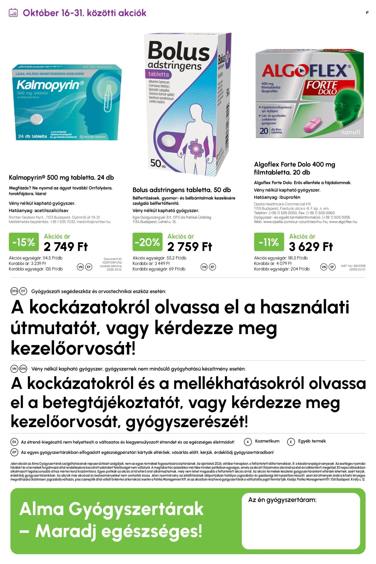 Alma Gyógyszertárak akciós újságok - 2026.10.01 - 2026.10.31. Oldal 20