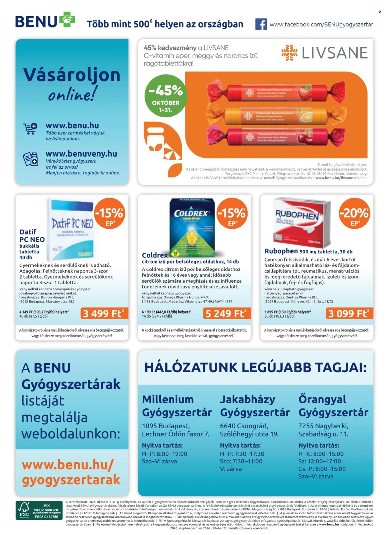 BENU Gyógyszertár akciós újságok - 2026.10.01 - 2026.10.31. Oldal 32