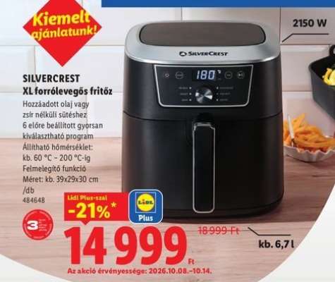 Silvercrest XL forrólevegős fritőz