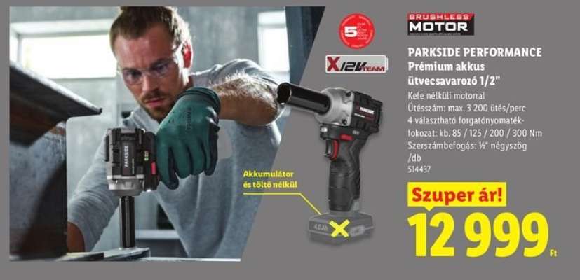 PARKSIDE PERFORMANCE Prémium akkus ütvecsavarozó 1/2”