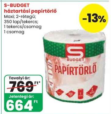 S-BUDGET háztartási papírtörlő
