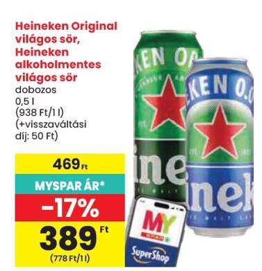 Heineken Original világos sör, Heineken alkoholmentes világos sör