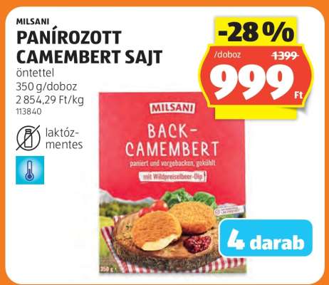 MILSANI PANÍROZOTT CAMEMBERT SAJT