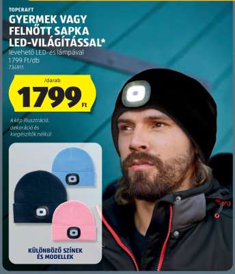 Gyermek vagy felnőtt sapka LED-világítással