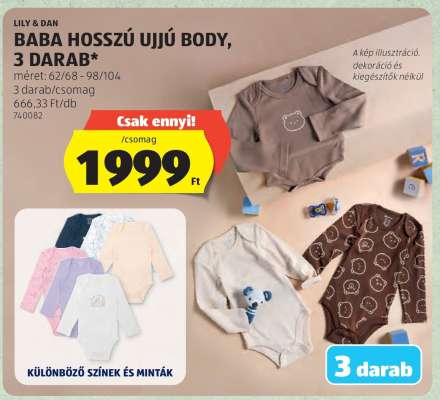 Lily & Dan Baba Hosszú Ujjú Body, 3 Darab