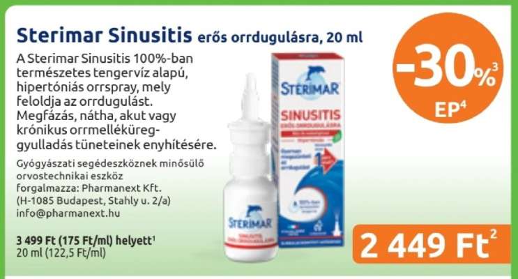 Sterimar Sinusitis erős orrdugulásra, 20 ml