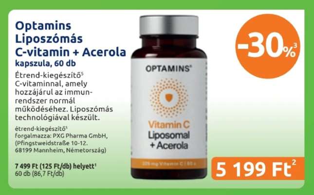 Optamins Liposzómás C-vitamin + Acerola kapszula, 60 db