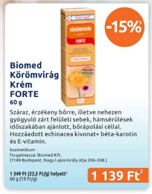 Biomed Körömvirág Krém FORTE