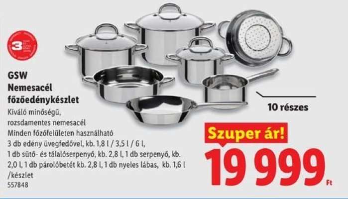 GSW Nemesacél főzőedénykészlet