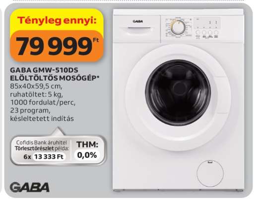 GABA GMW-510DS ELÖLTÖLTŐS MOSÓGÉP