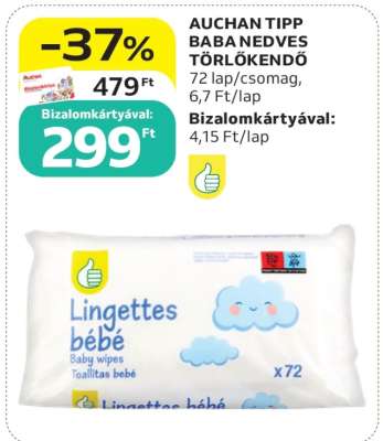Auchan Tipp Baba Nedves Törlőkendő