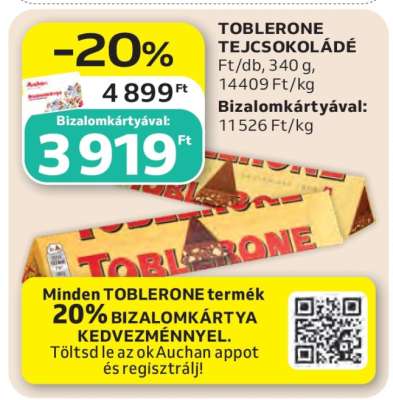 TOBLERONE TEJCSOKOLÁDÉ