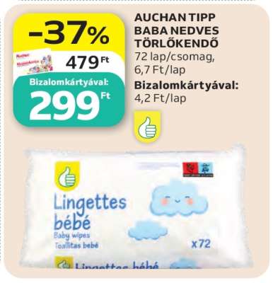 Auchan Tipp Baba Nedves Törlőkendő