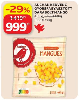 AUCHAN KEDVENC GYORSFAGYASZTOTT, DARABOLT MANGÓ