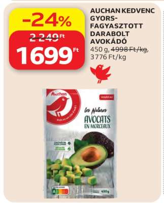 AUCHAN KEDVENC GYORS-FAGYASZTOTT DARABOLT AVOKÁDÓ