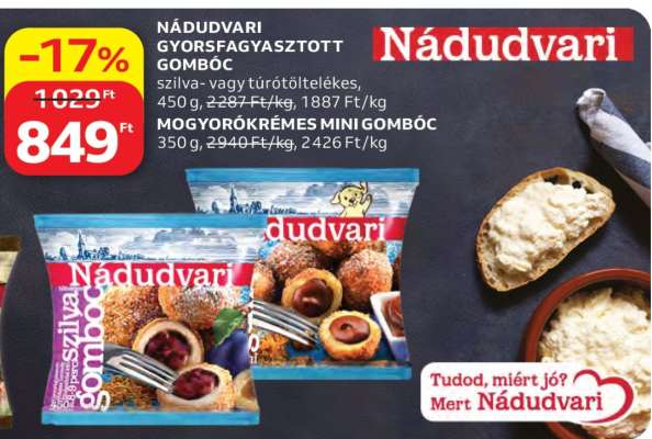 Nádudvari gyorsfagyasztott gombóc