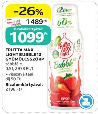 FRUTTA MAX LIGHT BUBBLE12 GYÜMÖLCSSZÖRP