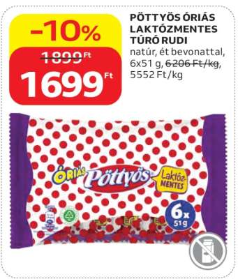 PÖTTYÖS ÓRIÁS LAKTÓZMENTES TÚRÓ RUDI