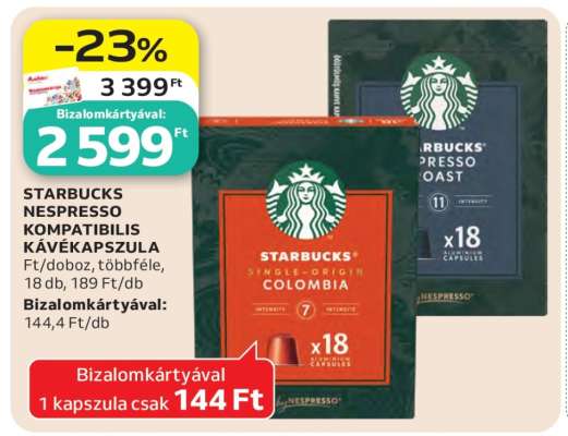 Starbucks Nespresso kompatibilis kávékapszula