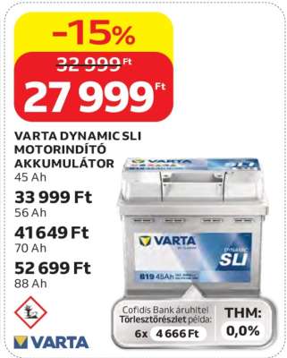 VARTA DYNAMIC SLI MOTORINDÍTÓ AKKUMULÁTOR