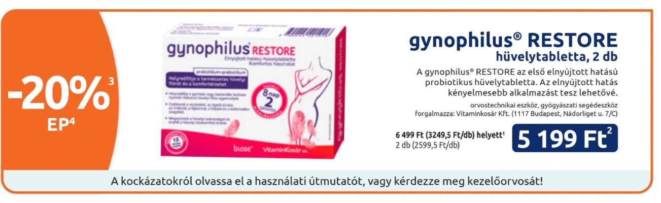gynophilus® RESTORE hüvelytabletta, 2 db