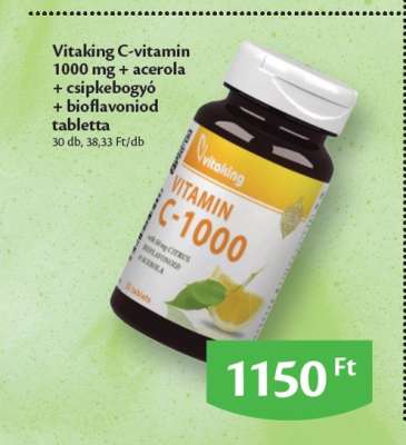 Vitaking C-vitamin 1000 mg + acerola + csipkebogyó + bioflavonoid tabletta
