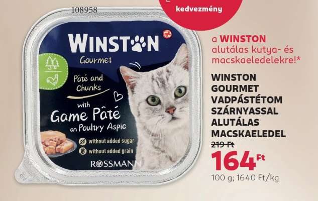 WINSTON GOURMET VADPÁSTÉTOM SZÁRNYASSAL ALUTÁLAS MACSKAELEDEL