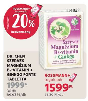 DR. CHEN SZERVES MAGNÉZIUM B6-VITAMIN + GINKGO FORTE TABLETTA