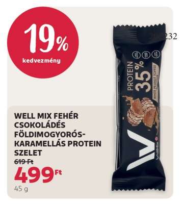 WELL MIX FEHÉR CSOKOLÁDÉS FÖLDIMOGYORÓS-KARAMELLÁS PROTEIN SZELET