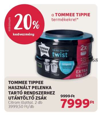 TOMMEE TIPPEE HASZNÁLT PELENKA TARTÓ RENDSZERHEZ UTÁNTÖLTŐ ZSÁK