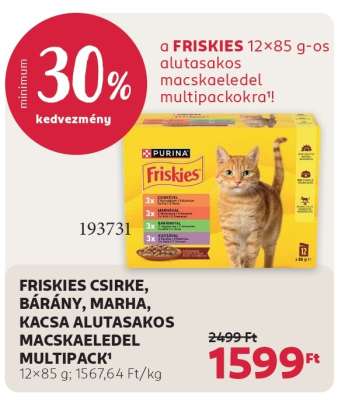 FRISKIES CSIRKE, BÁRÁNY, MARHA, KACSA ALUTASAKOS MACSKAELEDEL MULTIPACK