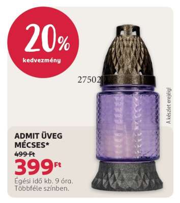 ADMIT ÜVEG MÉCSES