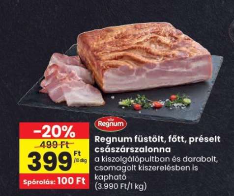 Regnum füstölt, főtt, préselt császárszalonna