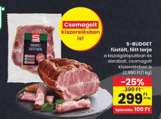 S-BUDGET füstölt, főtt tarja