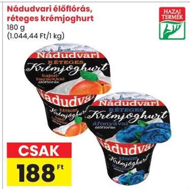 Nádudvari élőflórás, réteges krémjoghurt
