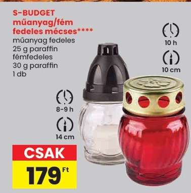 S-BUDGET műanyag/fém fedeles mécses