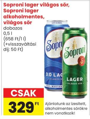 Soproni lager világos sör, Soproni lager alkoholmentes, világos sör