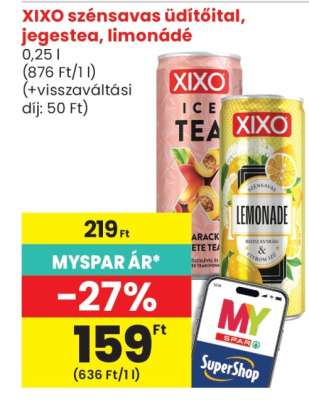 XIXO szénsavas üdítőital, jegestea, limonádé