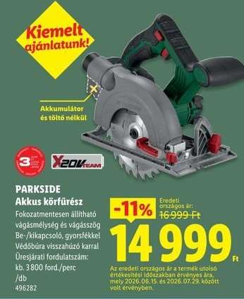 Parkside Akkus körfűrész
